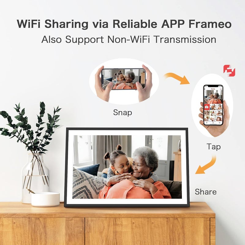 FLYRUIT WiFi Digital Picture Frame, Frameo 15.6 inch Large Digital Photo Frame, 1920*1080 IPS FHD Touchscreen, Instant Share Pictures Video, 32GB Storage, Photo Frame Electronic, Gift for Mom, House Warming - Image 4